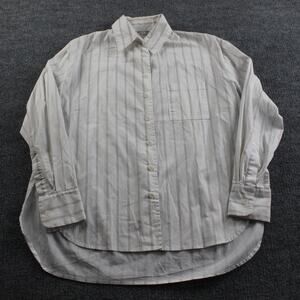Reformation White Striped Button Down Shirt